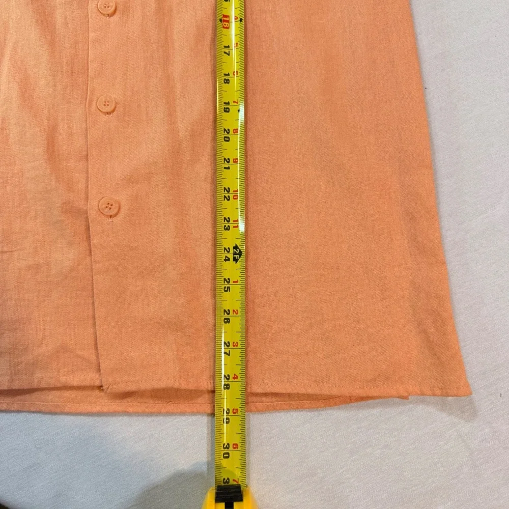Trust Short Sleeve Linen Blend L Resort Classic Camp Collared‎ Button-Down Beach